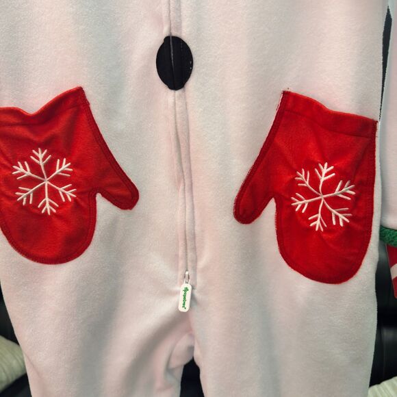Snowman Onesie Pj's Medium Christmas Holiday Hooded Costume Fleece - Picture 9 of 12